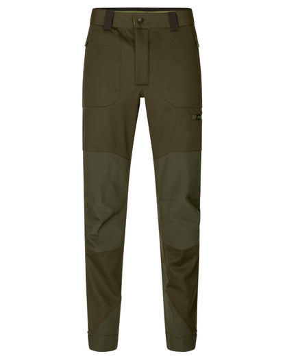 Pine Green Coloured Seeland Hawker Shell II Waterproof Trousers on white background #colour_pine-green