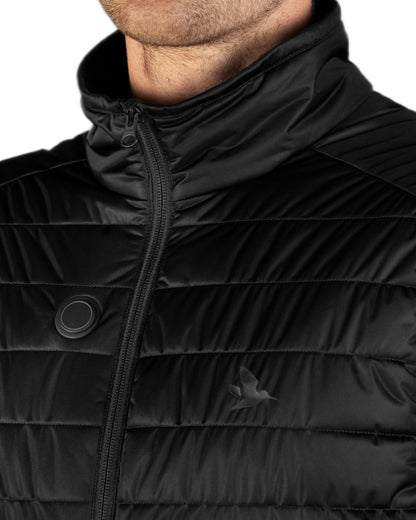 Black Coloured Seeland Heat Quilted Waistcoat on White background #colour_black