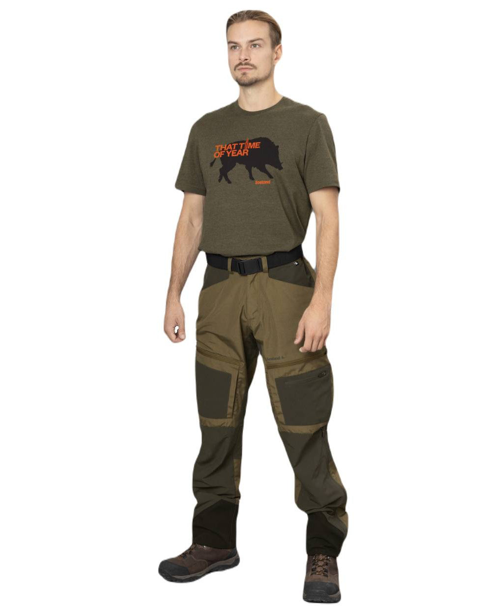 Military Olive Pine Green Coloured Seeland Hemlock Trousers on white background #colour_military-olive-pine-green