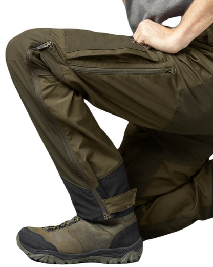 Pine Green Grizzly Brown Coloured Seeland Hemlock Trousers on white background #colour_pine-green-grizzly-brown