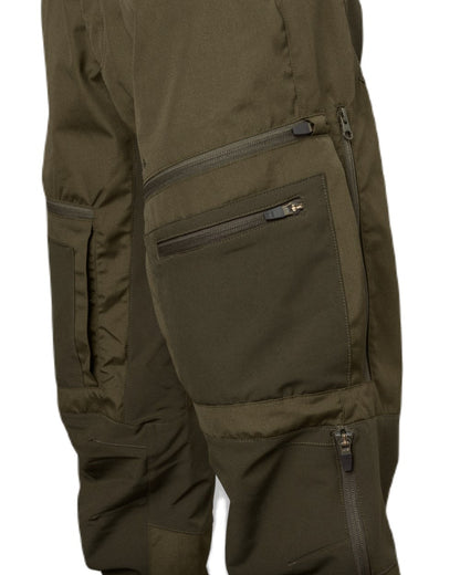 Pine Green Grizzly Brown Coloured Seeland Hemlock Trousers on white background #colour_pine-green-grizzly-brown