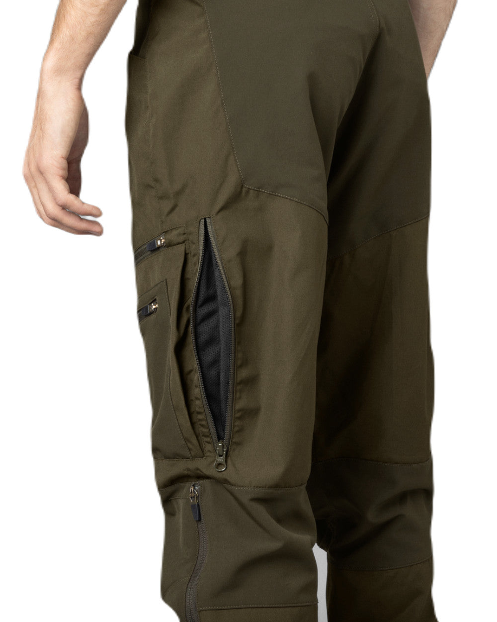 Pine Green Grizzly Brown Coloured Seeland Hemlock Trousers on white background #colour_pine-green-grizzly-brown