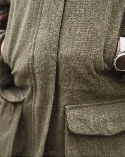 Moss Green Coloured Seeland Hillside Harriet Jacket on outdoor background #colour_moss-green