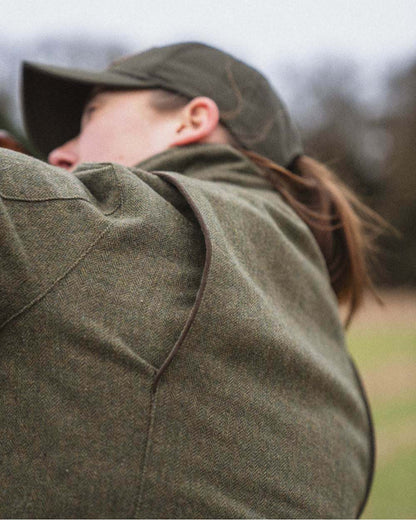 Moss Green Coloured Seeland Hillside Harriet Jacket on outdoor background #colour_moss-green