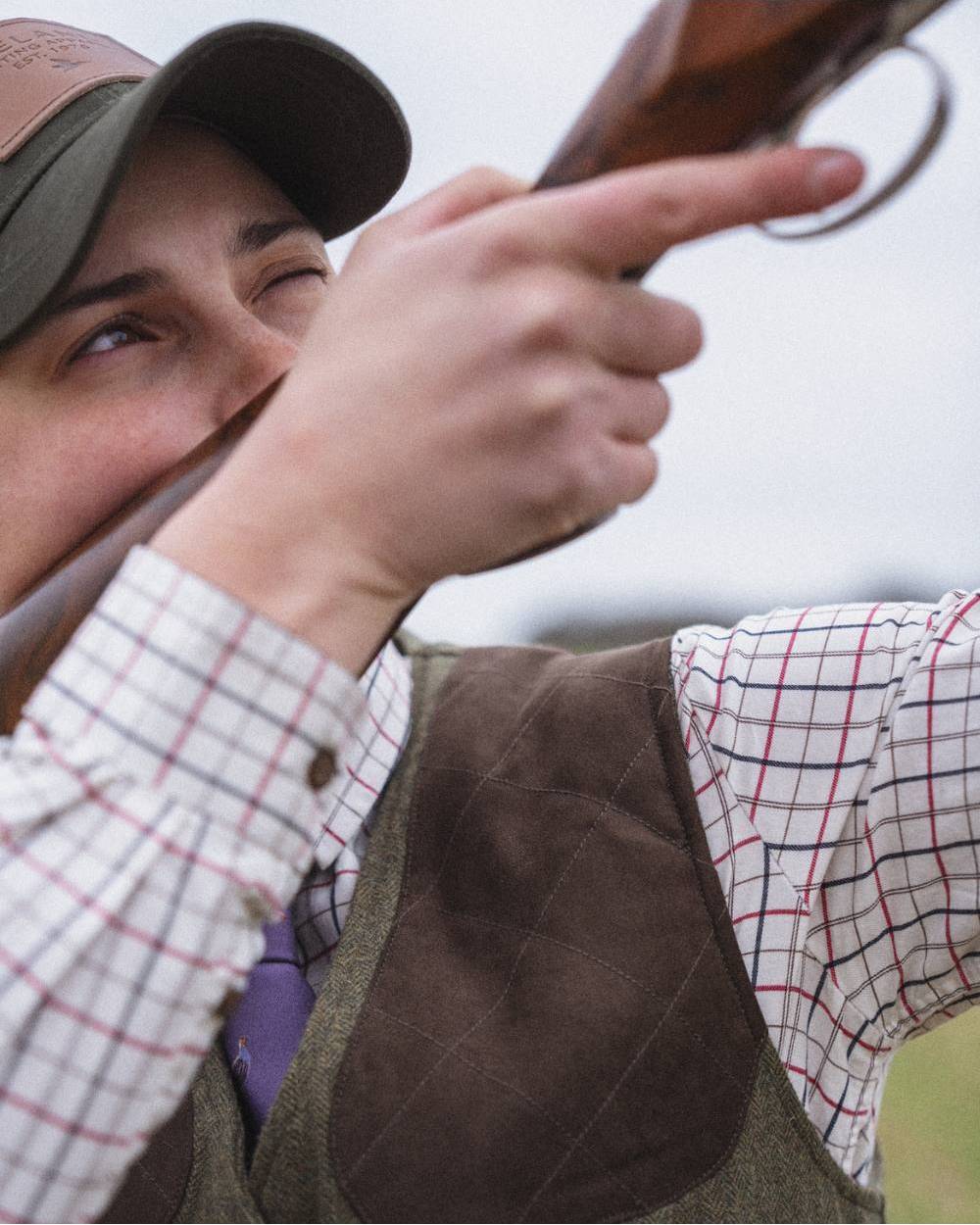 Moss Green Coloured Seeland Hillside Harriet Waistcoat on outdoor background #colour_moss-green