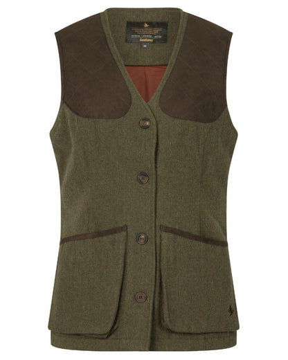 Moss Green Coloured Seeland Hillside Harriet Waistcoat on white background #colour_moss-green