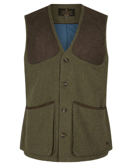 Moss Green Coloured Seeland Hillside Waistcoat on white background #colour_moss-green