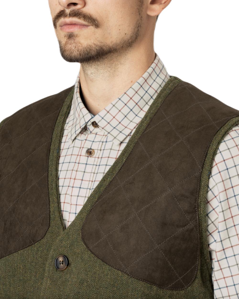 Moss Green Coloured Seeland Hillside Waistcoat on white background #colour_moss-green