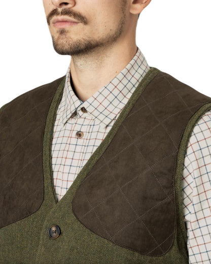 Moss Green Coloured Seeland Hillside Waistcoat on white background #colour_moss-green