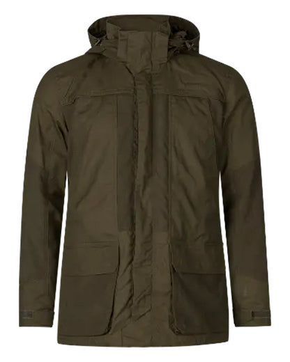 Pine Green Dark Brown Coloured Seeland Key-Point Elements Jacket on white background #colour_pine-green-dark-brown