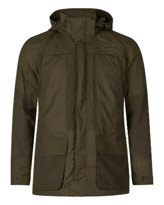 Pine Green Dark Brown Coloured Seeland Key-Point Elements Jacket on white background #colour_pine-green-dark-brown