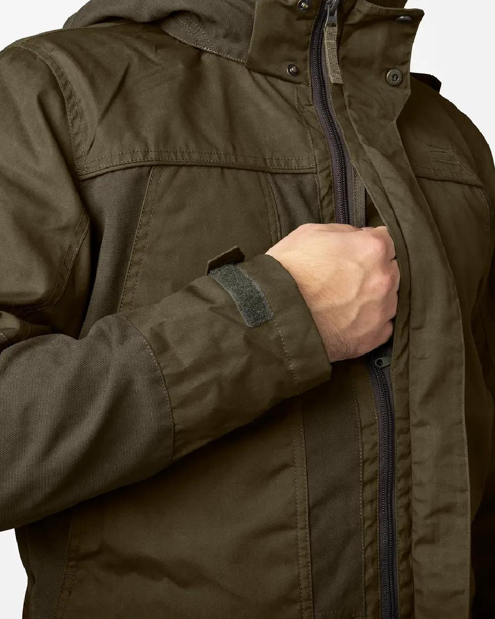 Pine Green Dark Brown Coloured Seeland Key-Point Elements Jacket on white background #colour_pine-green-dark-brown