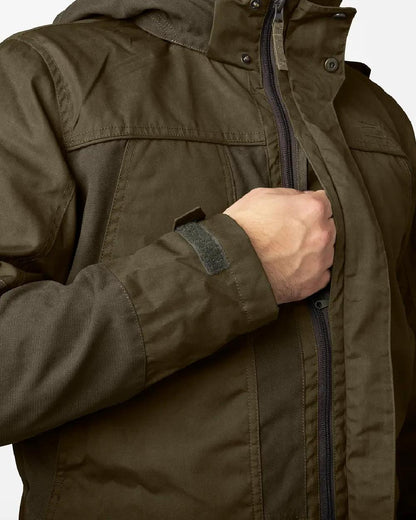 Pine Green Dark Brown Coloured Seeland Key-Point Elements Jacket on white background #colour_pine-green-dark-brown