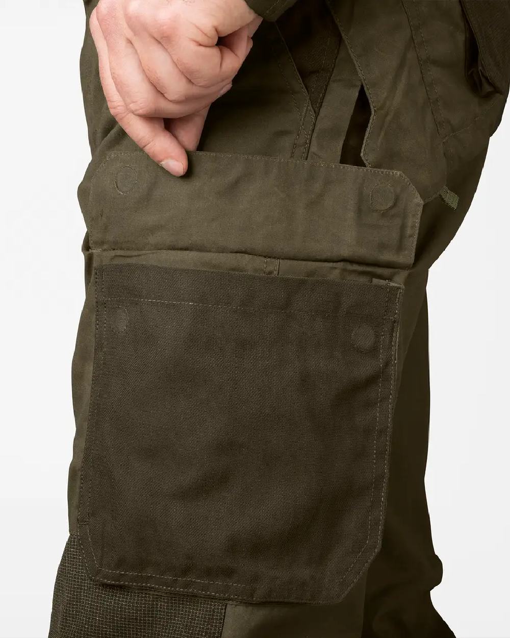 Pine Green Dark Brown Coloured Seeland Key-Point Elements Trousers on white background #colour_pine-green-dark-brown