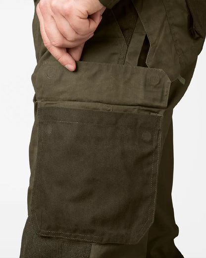 Pine Green Dark Brown Coloured Seeland Key-Point Elements Trousers on white background #colour_pine-green-dark-brown