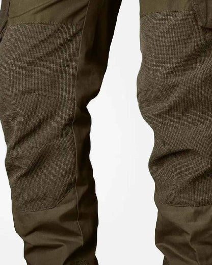 Pine Green Dark Brown Coloured Seeland Key-Point Elements Trousers on white background #colour_pine-green-dark-brown