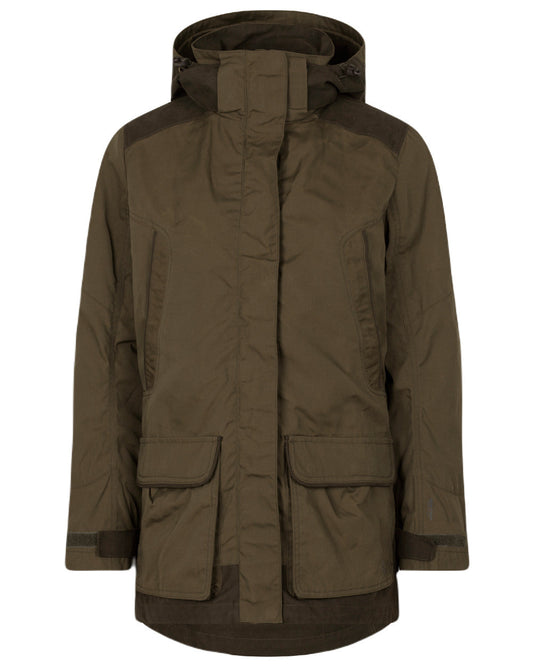 Pine Green Grizzly Brown Coloured Seeland Key-Point Kora Jacket on white background #colour_pine-green-grizzly-brown