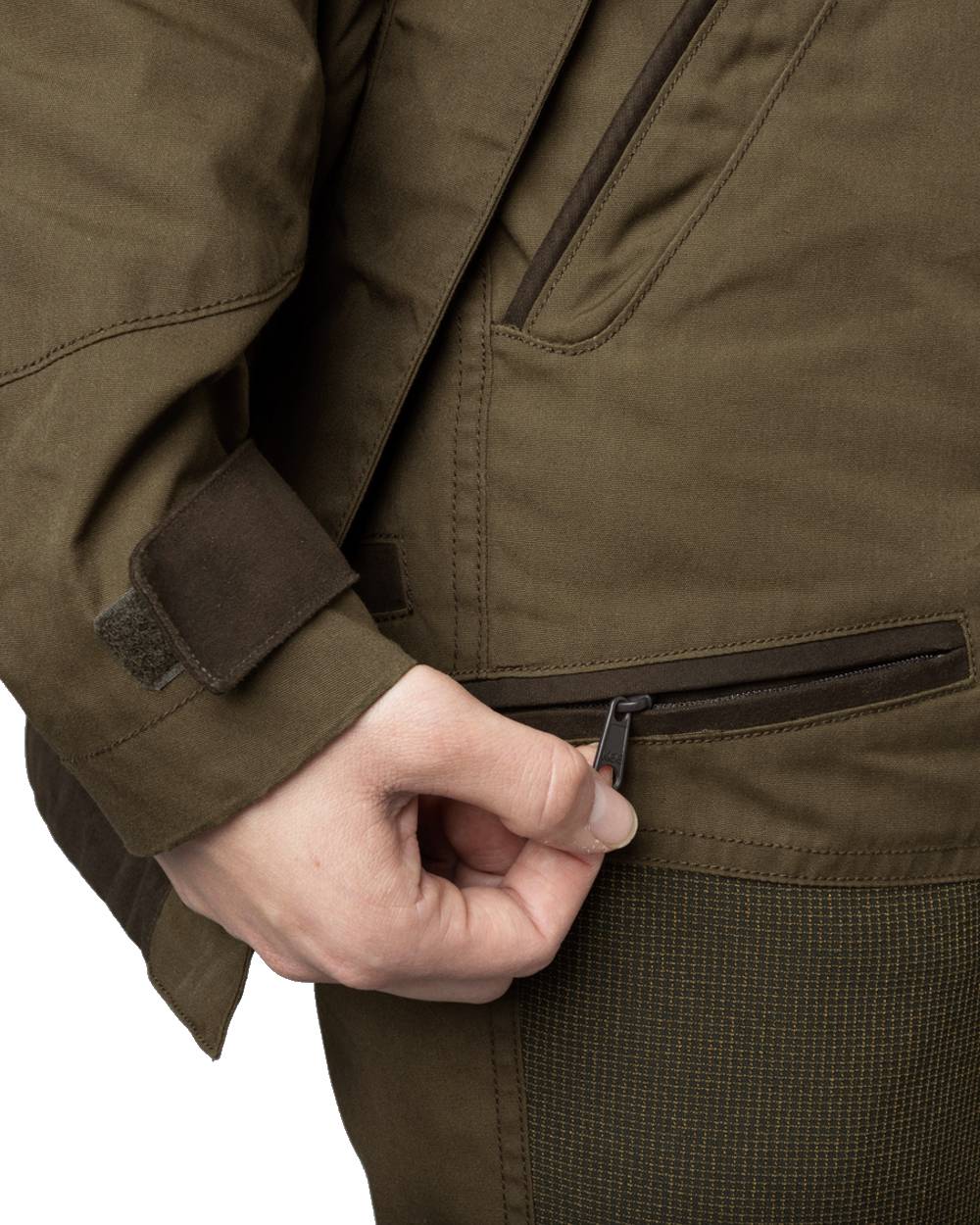 Pine Green Grizzly Brown coloured Seeland Key-Point Kora Trousers on white background #colour_pine-green-grizzly-brown