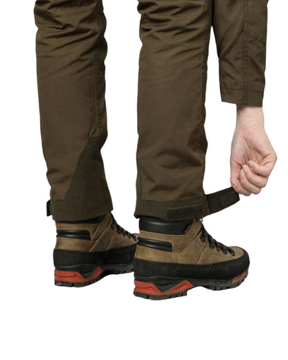 Pine Green Grizzly Brown coloured Seeland Key-Point Kora Trousers on white background #colour_pine-green-grizzly-brown