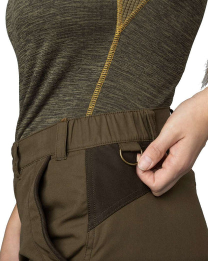 Pine Green Grizzly Brown Coloured Seeland Key-Point Kora Trousers on white background #colour_pine-green-grizzly-brown