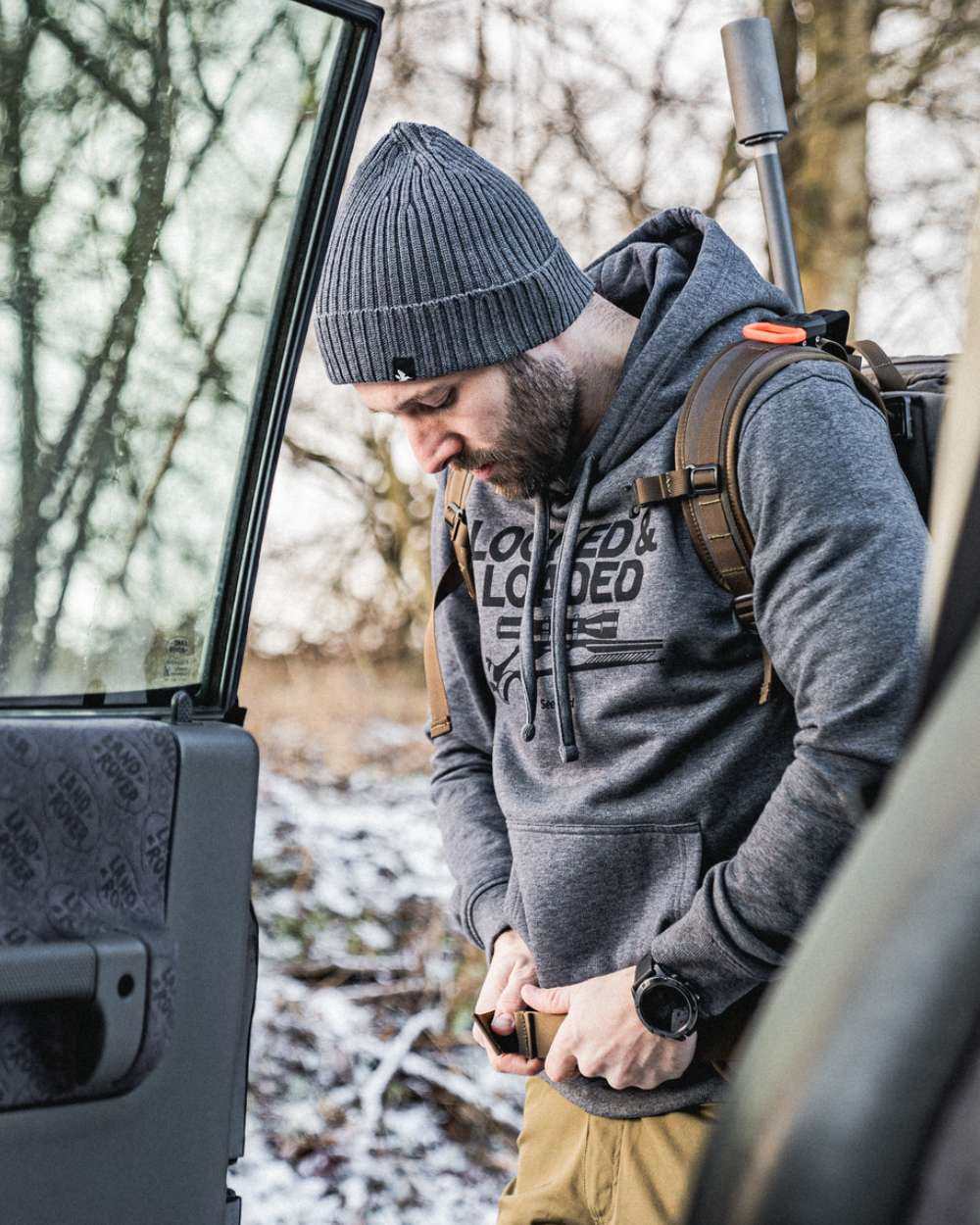 Grey Melange Coloured Seeland Loaded Hoodie on outdoor background #colour_grey-melange