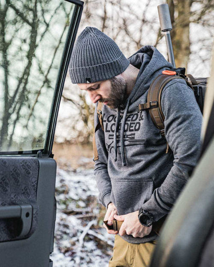 Grey Melange Coloured Seeland Loaded Hoodie on outdoor background #colour_grey-melange