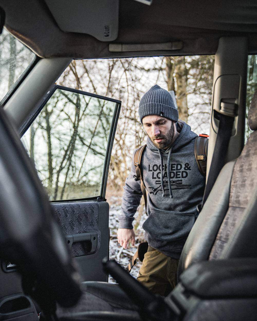 Grey Melange Coloured Seeland Loaded Hoodie on outdoor background #colour_grey-melange