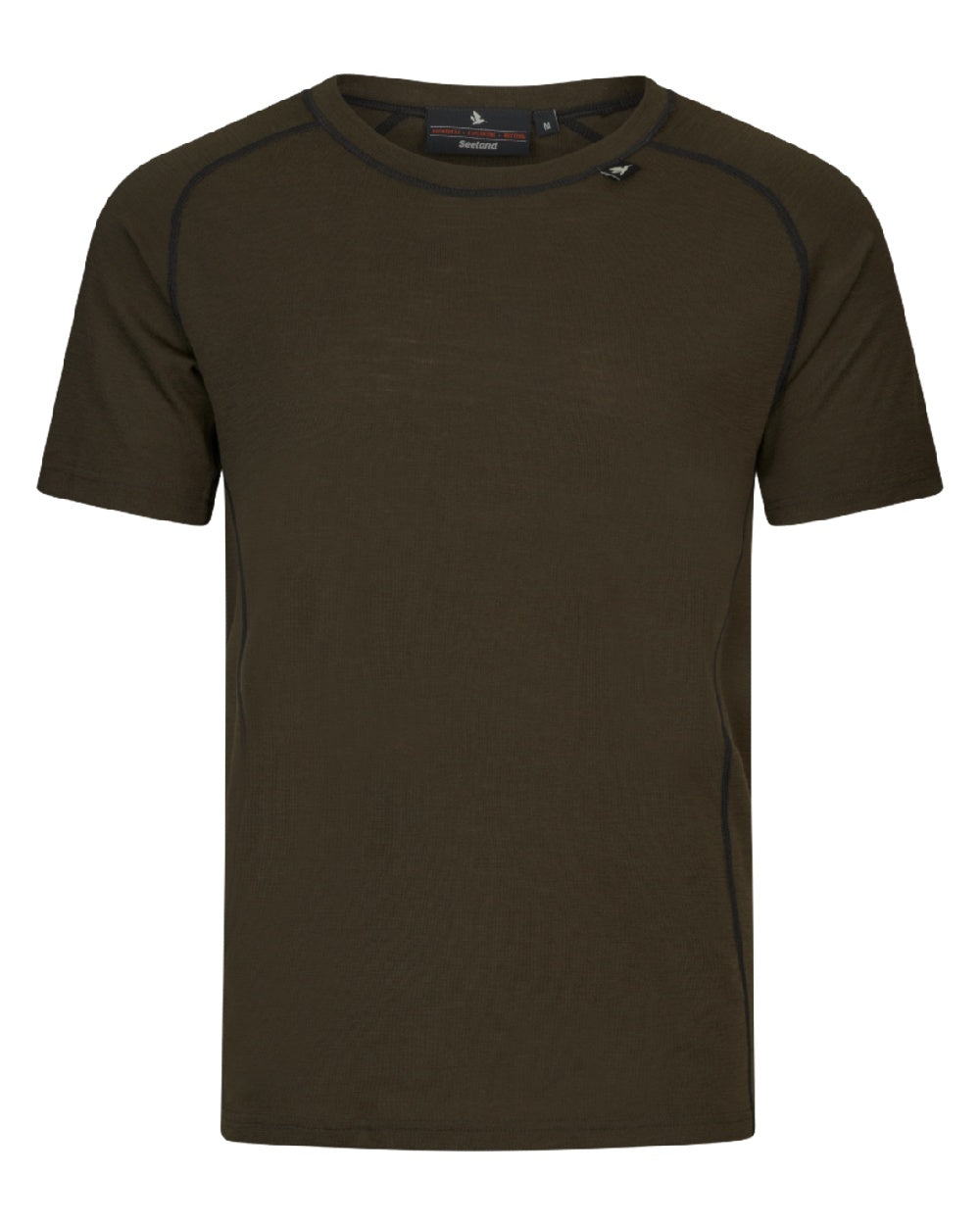 Pine Green Coloured Seeland Mens Apex Merino T-Shirt on white background #colour_pine-green