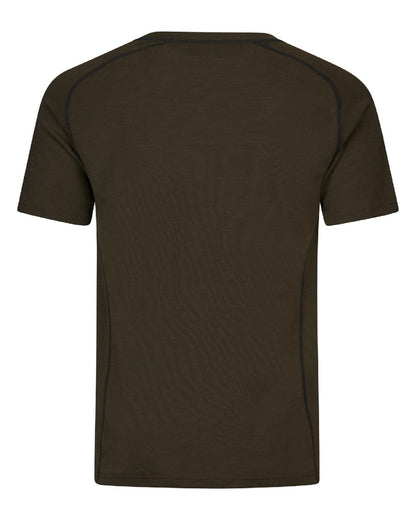 Pine Green Coloured Seeland Mens Apex Merino T-Shirt on white background #colour_pine-green