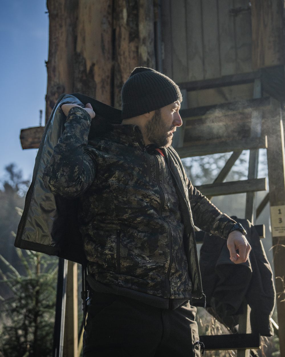 Grape Leaf Coloured Seeland Mens Celsius Heat Liner Waistcoat on outdoor background #colour_grape-leaf