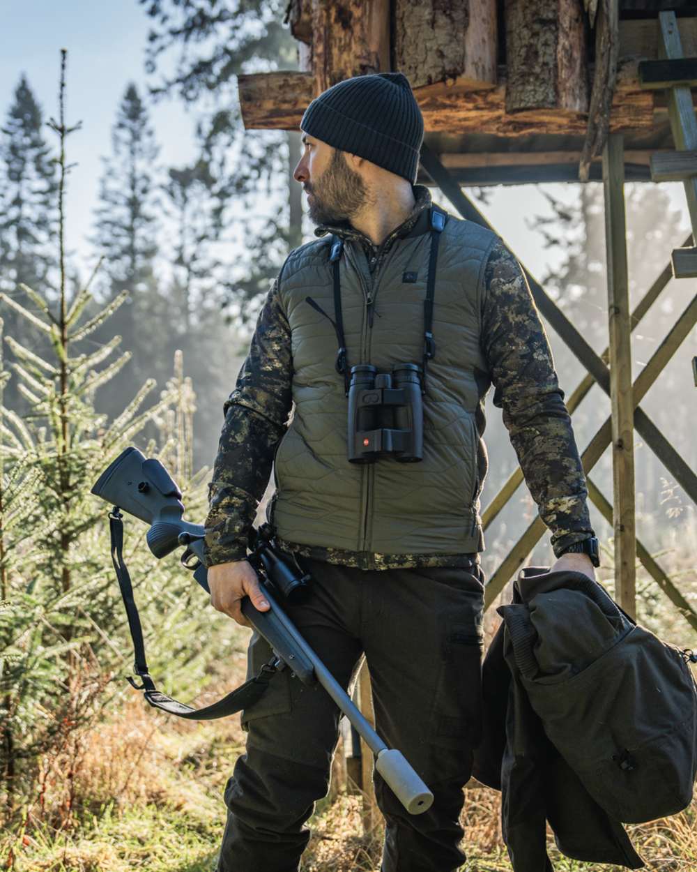 Grape Leaf Coloured Seeland Mens Celsius Heat Liner Waistcoat on outdoor background #colour_grape-leaf