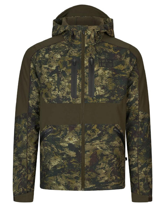 InVis MPC Green Coloured Seeland Mens Chaser Aero Camo Jacket on white background #colour_inVis-mpc-green