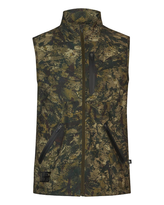InVis MPC Green Coloured Seeland Mens Chaser Aero Camo Waistcoat on white background #colour_invis-mpc-green