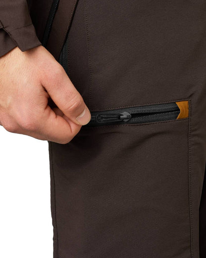 Dark Brown Coloured Seeland Mens Dog Active Trousers on white background #colour_dark-brown