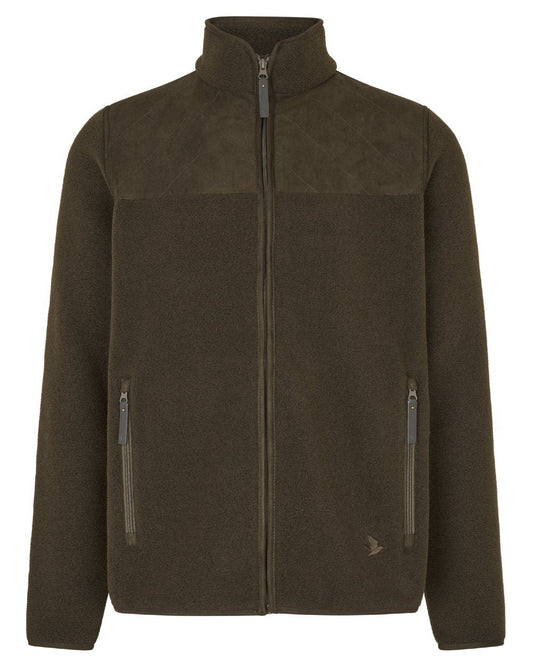 Light Pine Coloured Seeland Mens Fog Fleece Jacket on white background #colour_light-pine