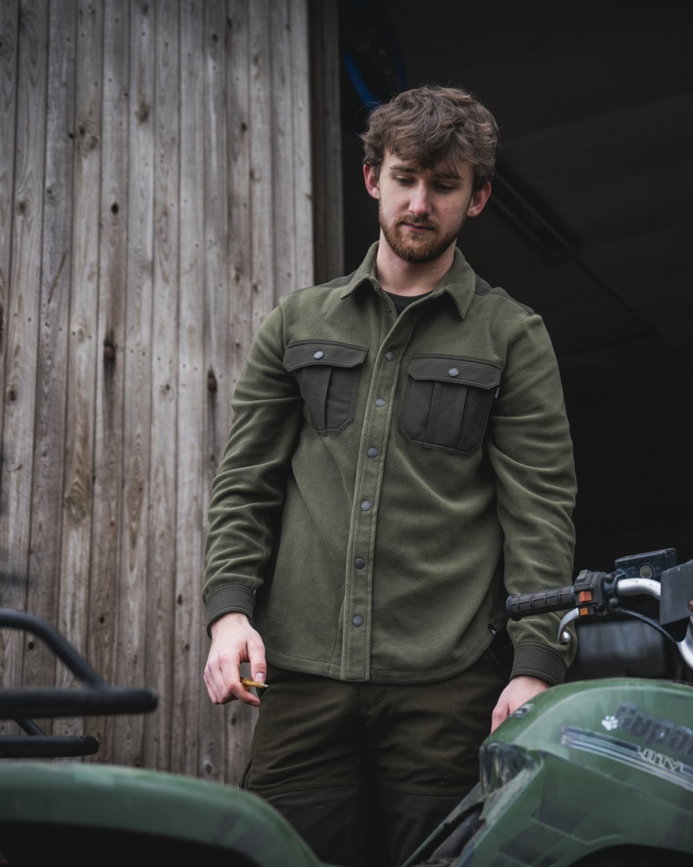 Grape Leaf Coloured Seeland Mens Gust Fleece Shirt on outdoor background #colour_grape-leaf