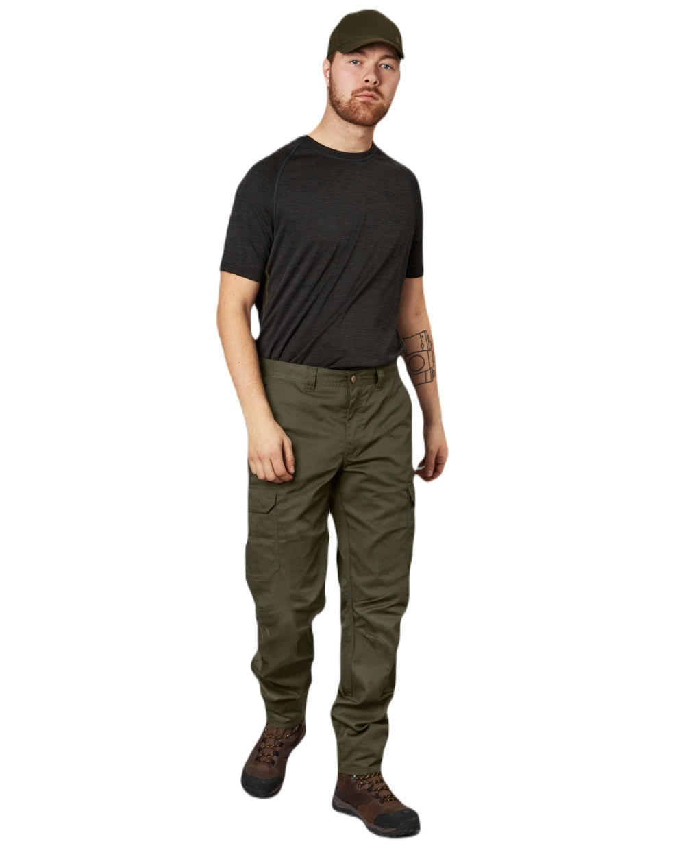 Pine Green Coloured Seeland Mens Oak Trousers on white background #colour_pine-green