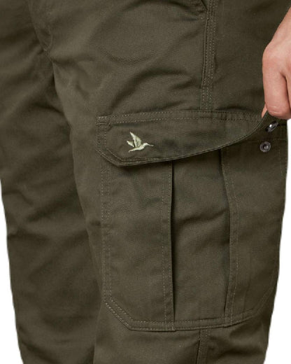 Pine Green Coloured Seeland Mens Oak Trousers on white background #colour_pine-green