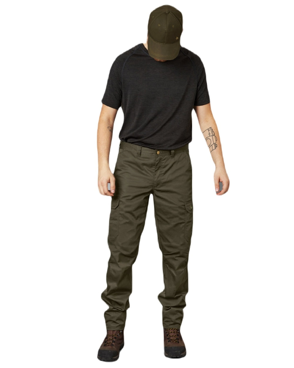 Pine Green Coloured Seeland Mens Oak Trousers on white background #colour_pine-green