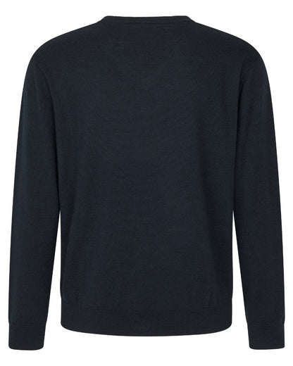 Dark Sapphire Coloured Seeland Mens Pine V-Neck Pullover on white background #colour_dark-sapphire