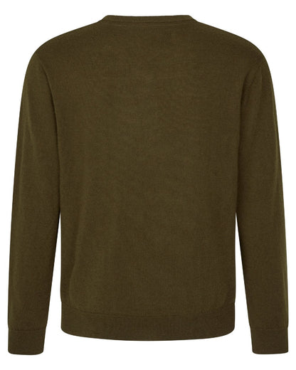 Light Pine Coloured Seeland Mens Pine V-Neck Pullover on white background #colour_light-pine