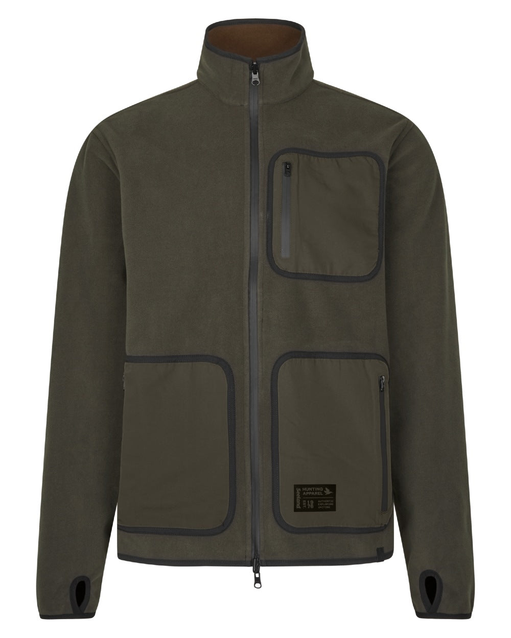 Grizzly Brown Demitasse Brown Coloured Seeland Mens Rogue Solid Reversible Fleece Jacket on white background #colour_grizzly-brown-demitasse-brown