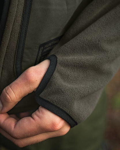 Grizzly Brown Demitasse Brown Coloured Seeland Mens Rogue Solid Reversible Fleece Jacket on forest background #colour_grizzly-brown-demitasse-brown