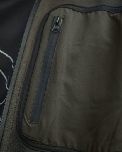 Grizzly Brown Demitasse Brown Coloured Seeland Mens Rogue Solid Reversible Fleece Jacket on forest background #colour_grizzly-brown-demitasse-brown