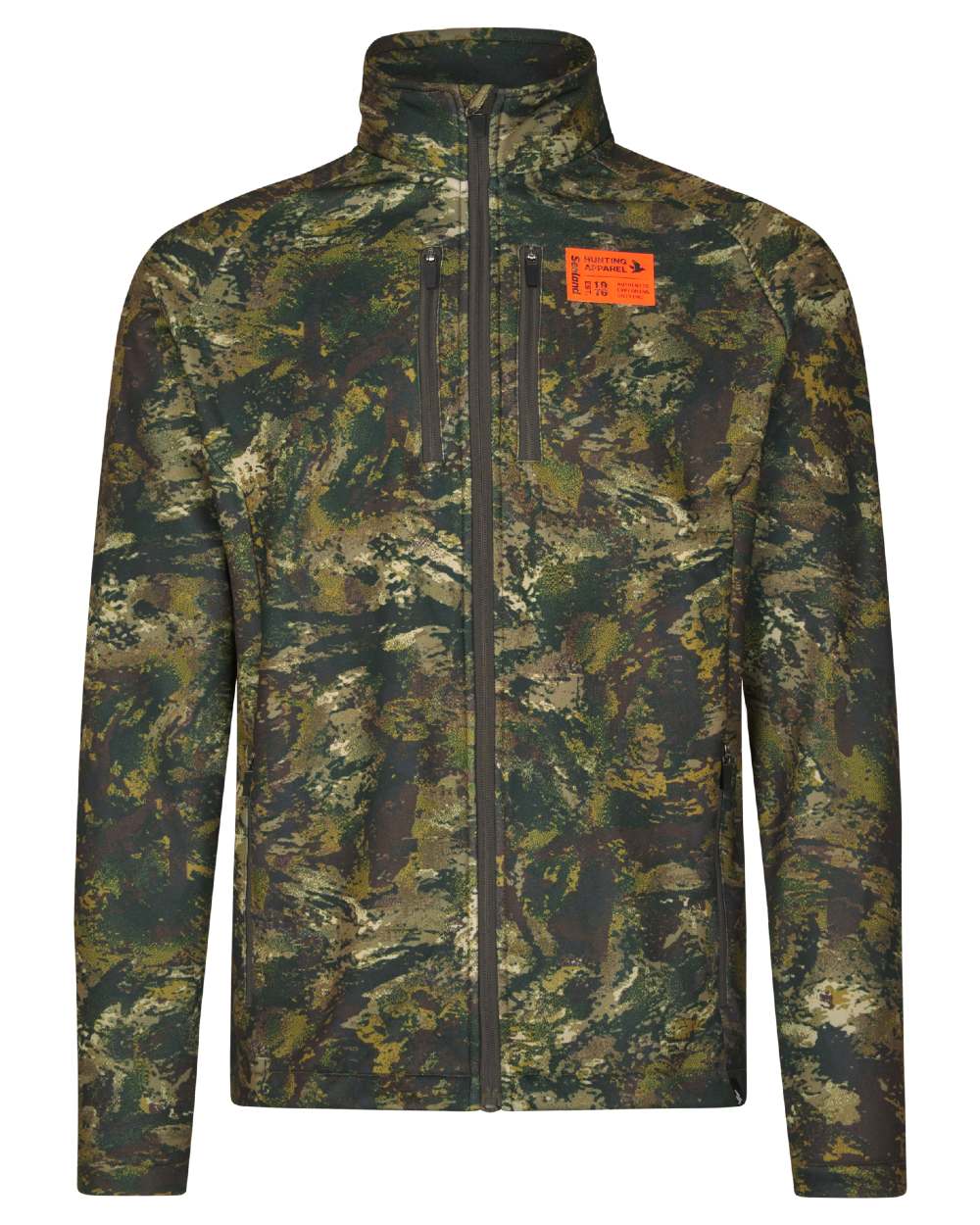 InVIS MPC Green Coloured Seeland Mens Tidal Camo Fleece Jacket on white background #colour_invis-mpc-green