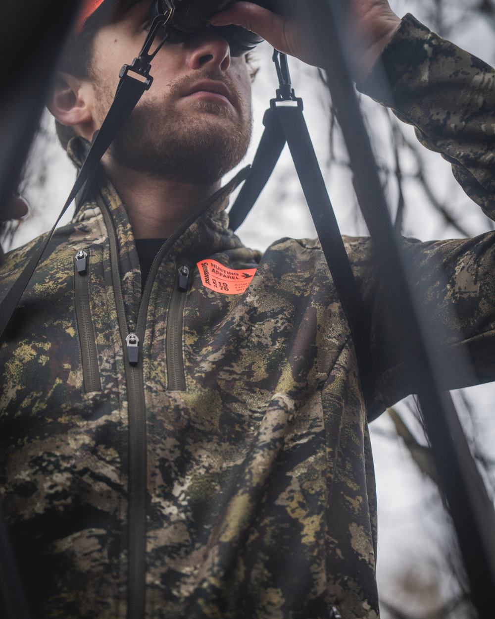 InVIS MPC Green Coloured Seeland Mens Tidal Camo Fleece Jacket on forest background #colour_invis-mpc-green