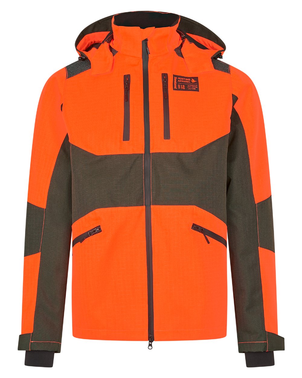 Orange Blaze Coloured Seeland Mens Venture Serac Jacket on white background #colour_orange-blaze