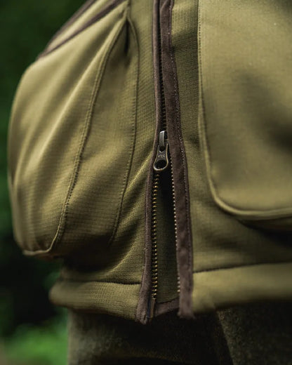 Light Pine Coloured Seeland Mens Wenlock Waistcoat on outdoor background #colour_light-pine