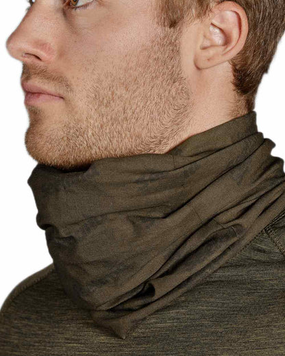 Pine Green InVis Orange Blaze Coloured Seeland Neck Gaiter 2 Pack on White background #colour_pine-green-invis-orange-blaze