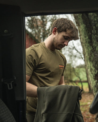 Military Olive Coloured Seeland On Point T-Shirt on outdoor background #colour_military-olive